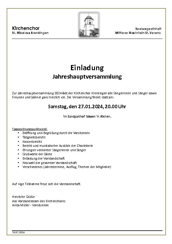 Einladung KCH GV2024