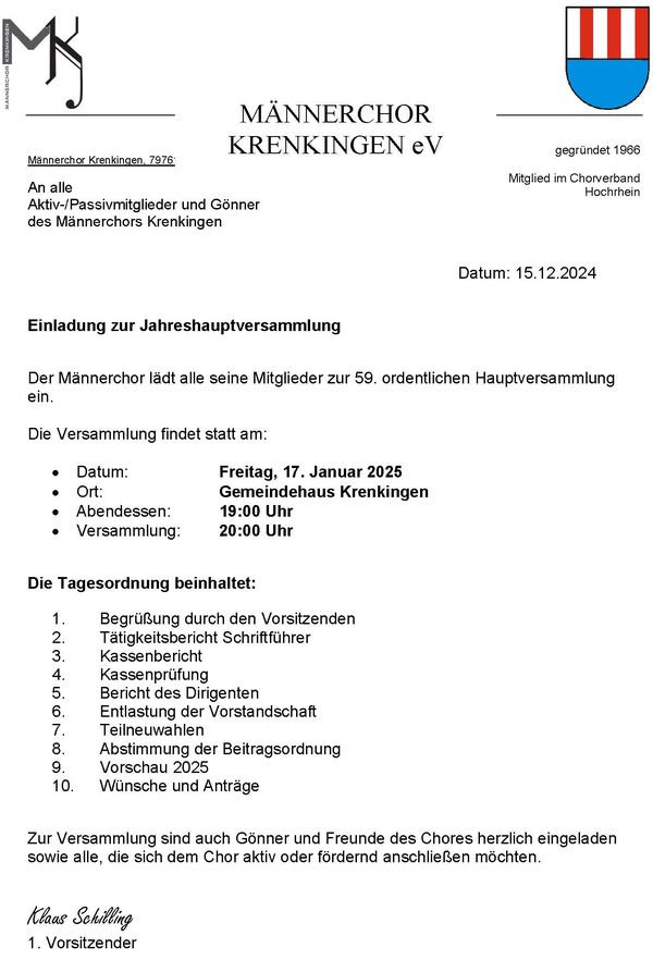 Einladung HV 2025
