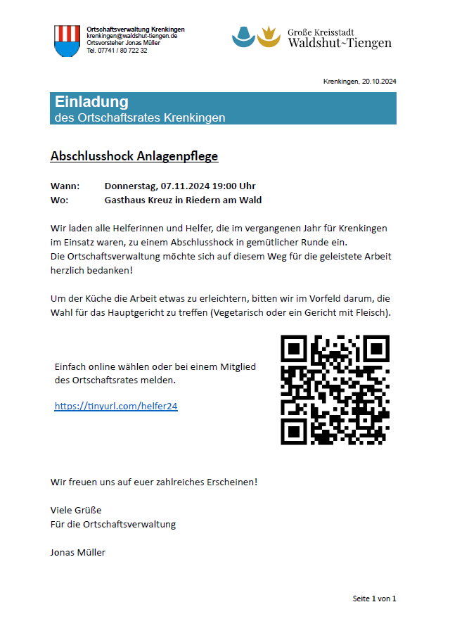 Einladung Anlagenpflege 2024